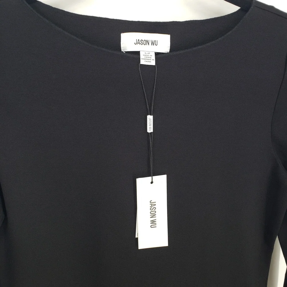 JASON WU Black Long Sleeve Peplum Top Women's Size S Flounce Hem NEW NWT - Picture 10 of 11